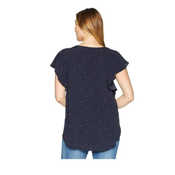 Vince Camuto Soho Pindot Flutter Sleeve Keyhole Blouse Sz 1X - Picture 2 of 11